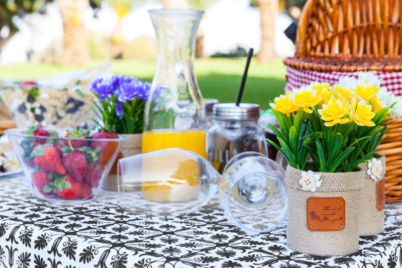 TopTableCloth 4ft 48 x 24 inch Black Patterned Rectangle Picnic Table Cover Elastic TableCloth on the Corner for Folding Table Outdoor TableCloths Plastic Vinyl Waterproof Stay Put Party Birthday Home - Image 2